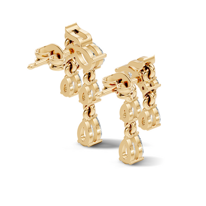 10k Solid White Gold Pear & Round Shape Diamond Earring Vintage Pear Drop Jewelry For Women