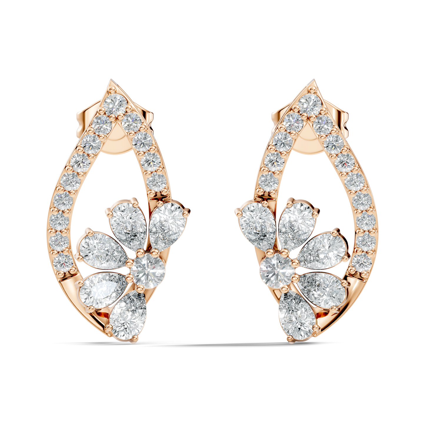 2.33 Ct Lab Grown & Natural Diamond Round & Pear Shape Sparkling Shinny Beautiful Earrings For Her