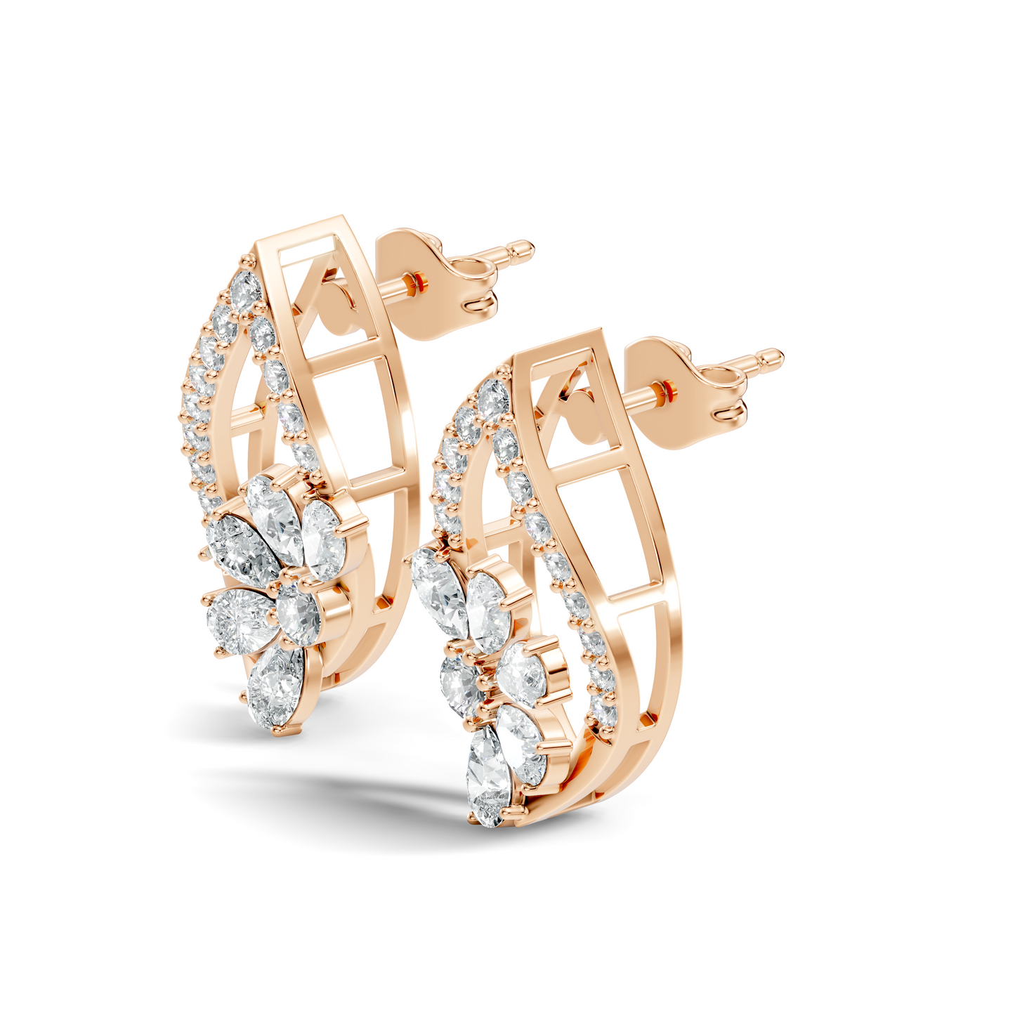 2.33 Ct Lab Grown & Natural Diamond Round & Pear Shape Sparkling Shinny Beautiful Earrings For Her