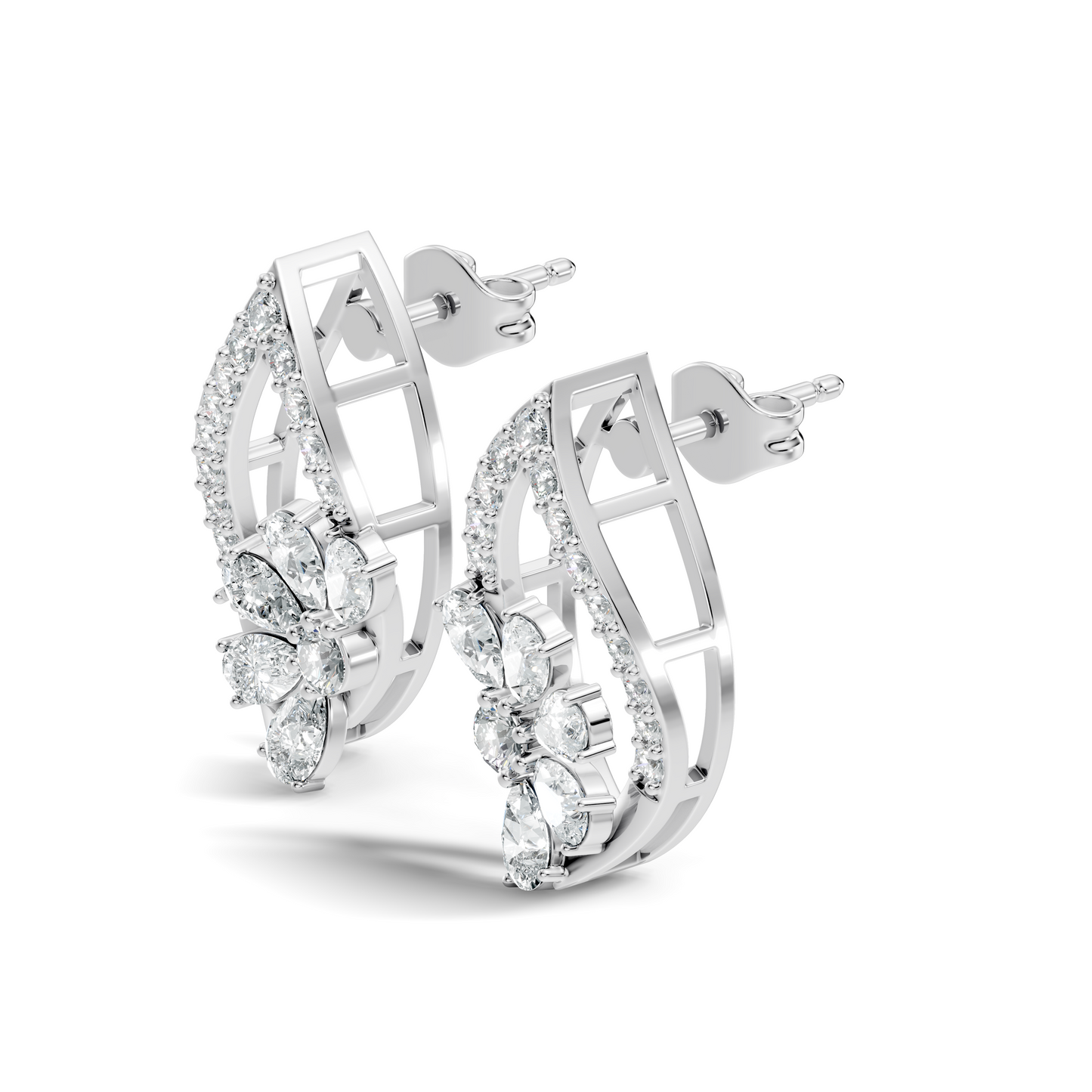 2.33 Ct Lab Grown & Natural Diamond Round & Pear Shape Sparkling Shinny Beautiful Earrings For Her