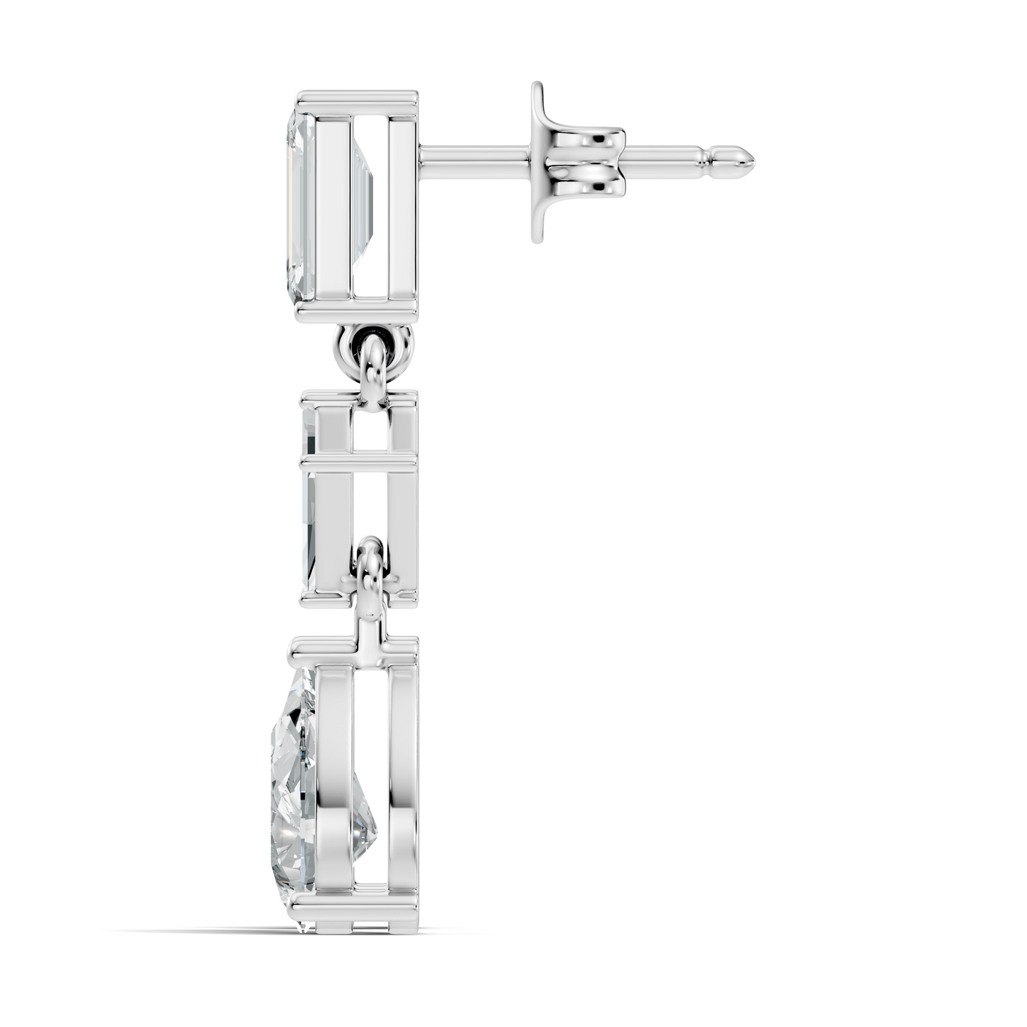 2.20 Ct Kite & Emerald Shape Lab Grown Diamond 14k Solid Gold Pear Drop Classic Studs Earrings