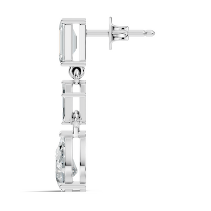 2.20 Ct Kite & Emerald Shape Lab Grown Diamond 14k Solid Gold Pear Drop Classic Studs Earrings