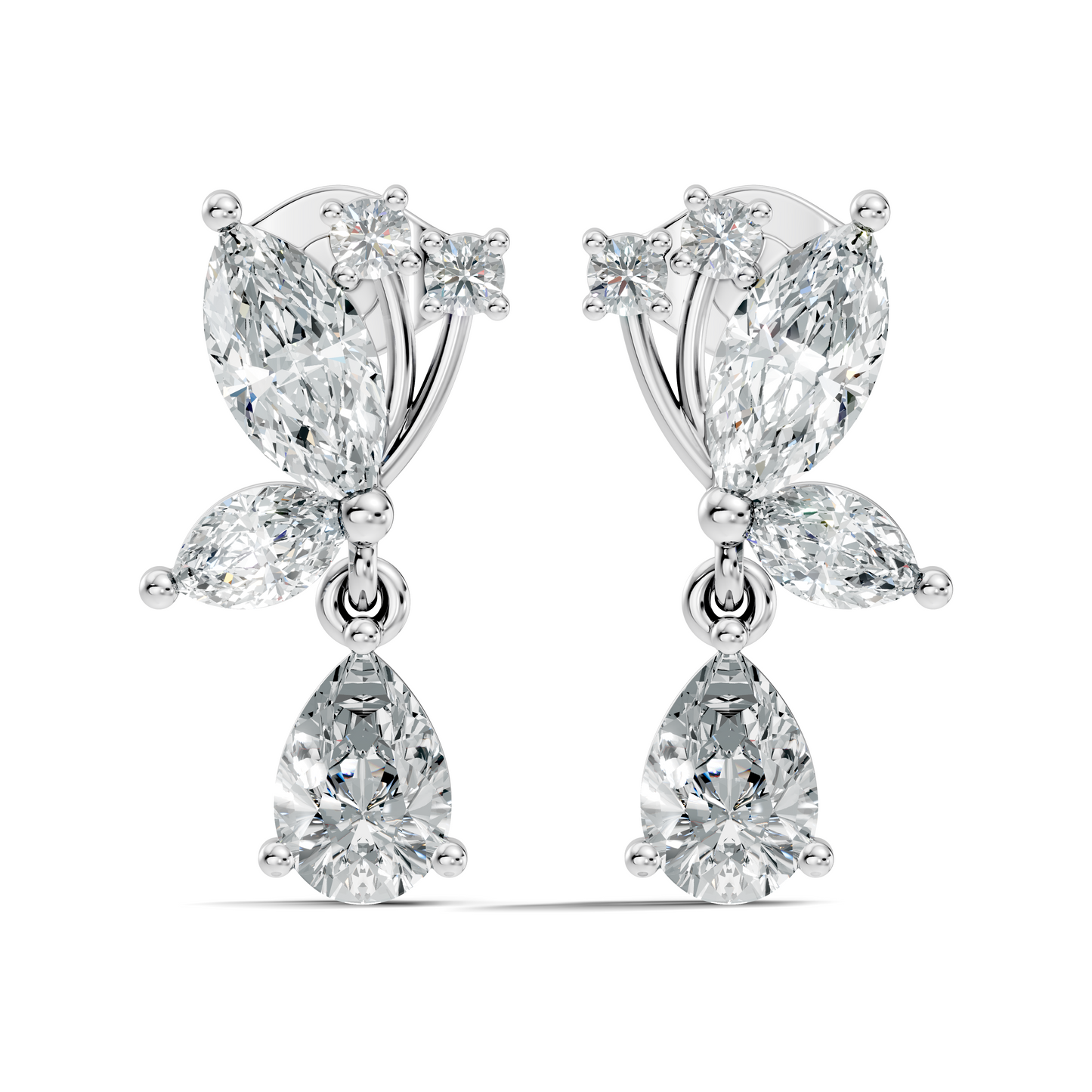 Elegant 2.40 Ct Pear Or Marquise Multi Diamond Stud Classic Party Wear Earring Perfect Gift In 14K Solid Gold