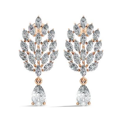 Marquise & Pear Shape 4.80 Ct 18k Solid Gold Sparkling Shinny  Vintage Style Party Wear Diamond Earrings