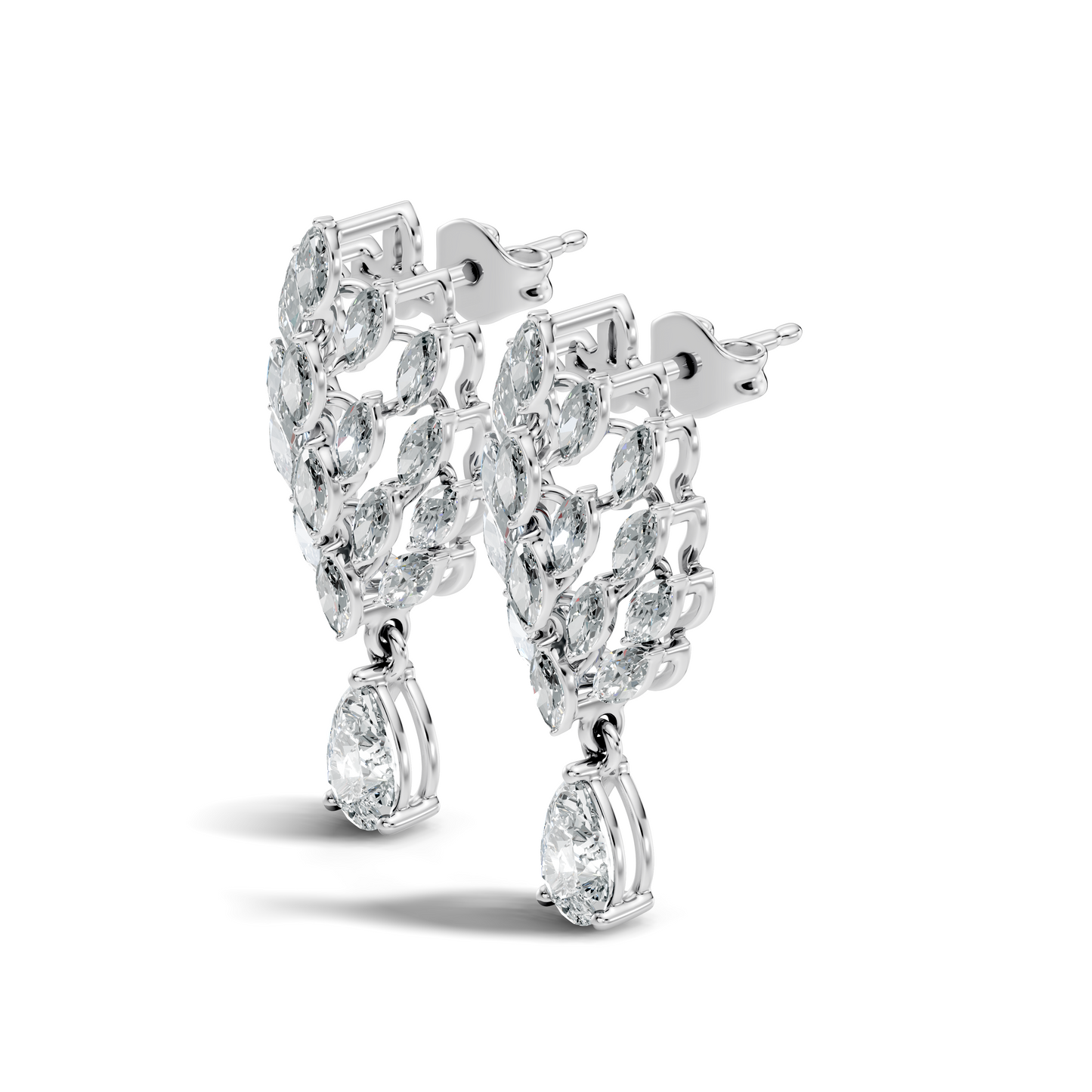 Marquise & Pear Shape 4.80 Ct 18k Solid Gold Sparkling Shinny  Vintage Style Party Wear Diamond Earrings