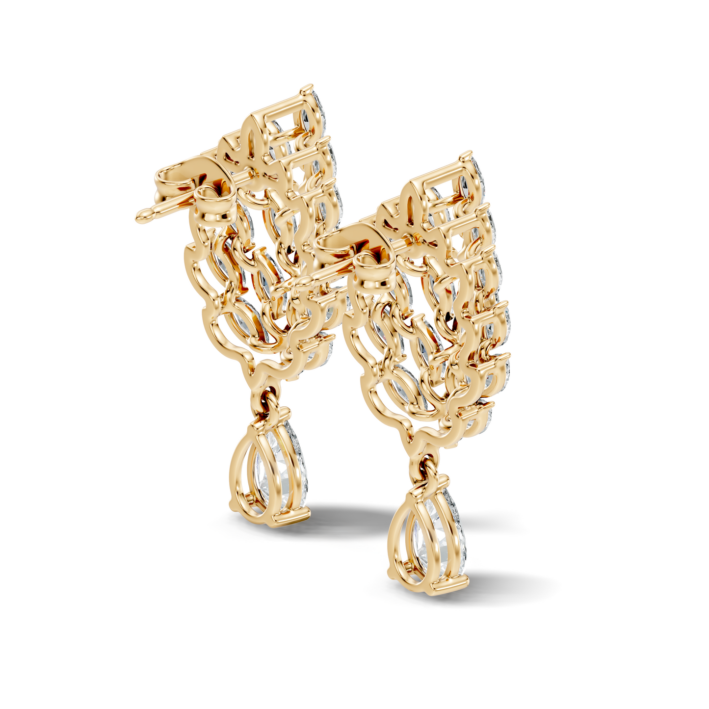 Marquise & Pear Shape 4.80 Ct 18k Solid Gold Sparkling Shinny  Vintage Style Party Wear Diamond Earrings