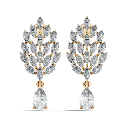Marquise & Pear Shape 4.80 Ct 18k Solid Gold Sparkling Shinny  Vintage Style Party Wear Diamond Earrings