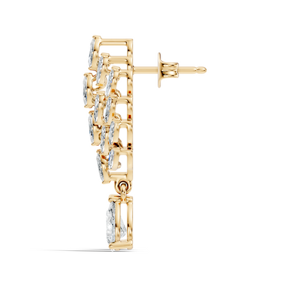 Marquise & Pear Shape 4.80 Ct 18k Solid Gold Sparkling Shinny  Vintage Style Party Wear Diamond Earrings