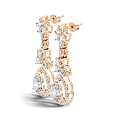 Three Type Stone Round,Oval, & Pear Shape Lab Grown Diamond 4.83 Ct Sparkling Diamond Earrings For Her