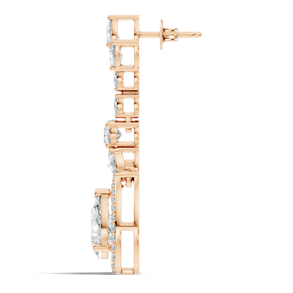 Three Type Stone Round,Oval, & Pear Shape Lab Grown Diamond 4.83 Ct Sparkling Diamond Earrings For Her