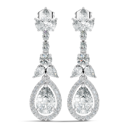 Three Type Stone Round,Oval, & Pear Shape Lab Grown Diamond 4.83 Ct Sparkling Diamond Earrings For Her