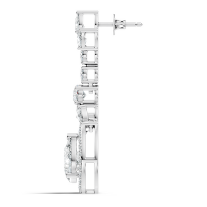 Three Type Stone Round,Oval, & Pear Shape Lab Grown Diamond 4.83 Ct Sparkling Diamond Earrings For Her