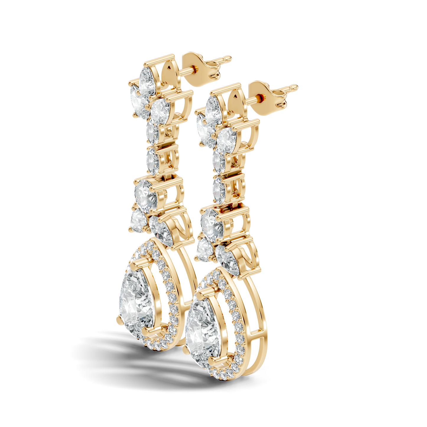 Three Type Stone Round,Oval, & Pear Shape Lab Grown Diamond 4.83 Ct Sparkling Diamond Earrings For Her