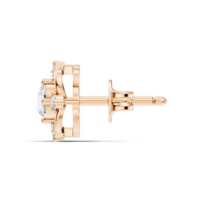 Round Shape Lab grown Diamond 14k Solid Gold Studs Shinning Earrings For Weeding Wear