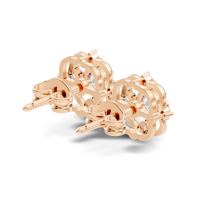 Round Shape Lab grown Diamond 14k Solid Gold Studs Shinning Earrings For Weeding Wear