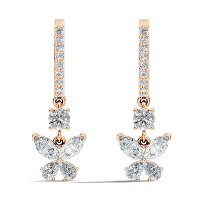 1.85 CT Pear or Marquise Cut Diamond Earring & Butterfly Inspired Dangle Hoop Earrings For Her