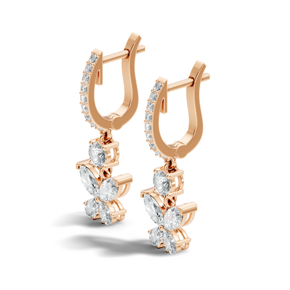 1.85 CT Pear or Marquise Cut Diamond Earring & Butterfly Inspired Dangle Hoop Earrings For Her
