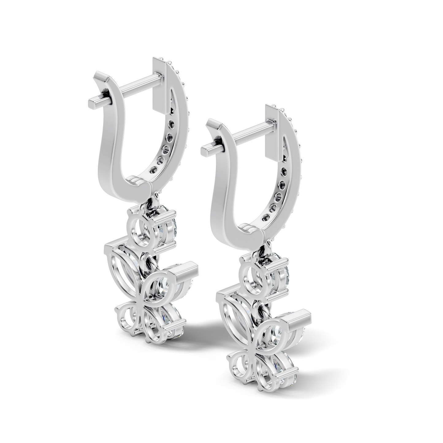 1.85 CT Pear or Marquise Cut Diamond Earring & Butterfly Inspired Dangle Hoop Earrings For Her