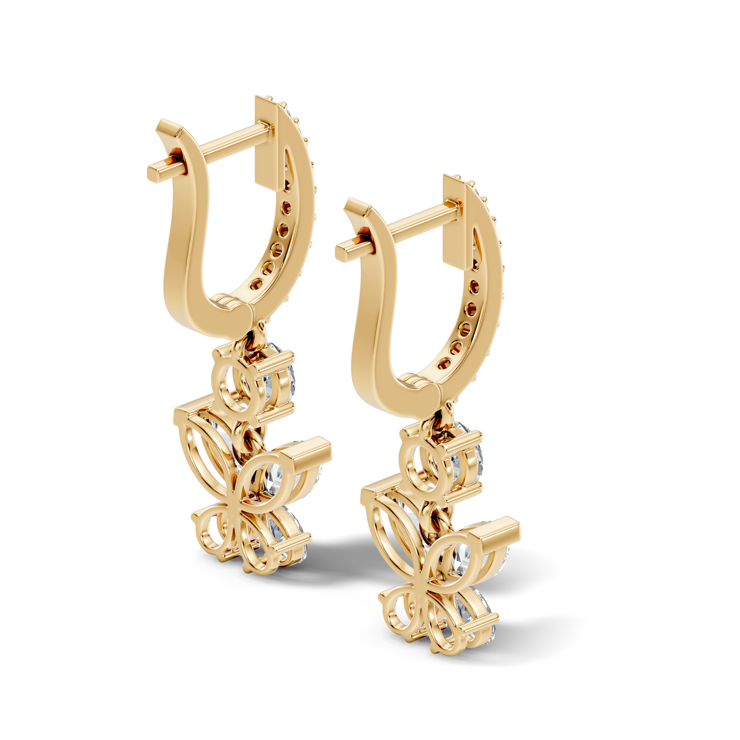 1.85 CT Pear or Marquise Cut Diamond Earring & Butterfly Inspired Dangle Hoop Earrings For Her