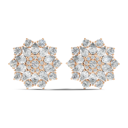 Pear & Round shape Natural & Lab Grown Diamond 18k Solid Rose Gold 3.35 Ct Diamond Earrings For Her Wedding