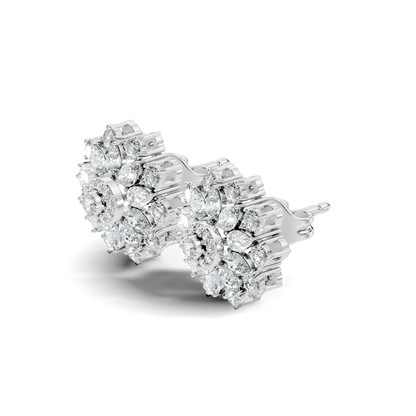 Pear & Round shape Natural & Lab Grown Diamond 18k Solid Rose Gold 3.35 Ct Diamond Earrings For Her Wedding