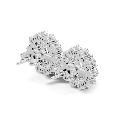 Pear & Round shape Natural & Lab Grown Diamond 18k Solid Rose Gold 3.35 Ct Diamond Earrings For Her Wedding