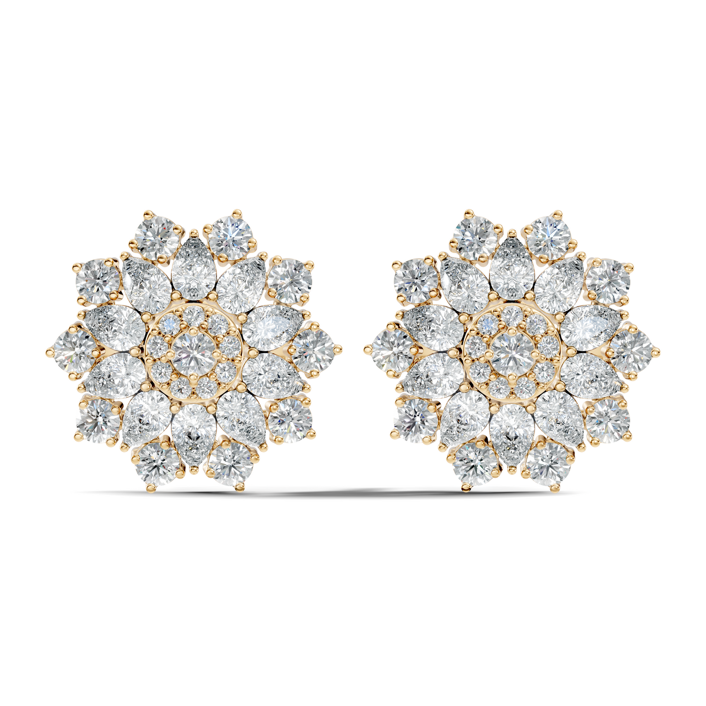 Pear & Round shape Natural & Lab Grown Diamond 18k Solid Rose Gold 3.35 Ct Diamond Earrings For Her Wedding