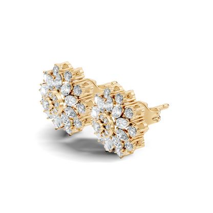 Pear & Round shape Natural & Lab Grown Diamond 18k Solid Rose Gold 3.35 Ct Diamond Earrings For Her Wedding