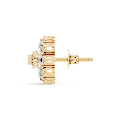 Pear & Round shape Natural & Lab Grown Diamond 18k Solid Rose Gold 3.35 Ct Diamond Earrings For Her Wedding