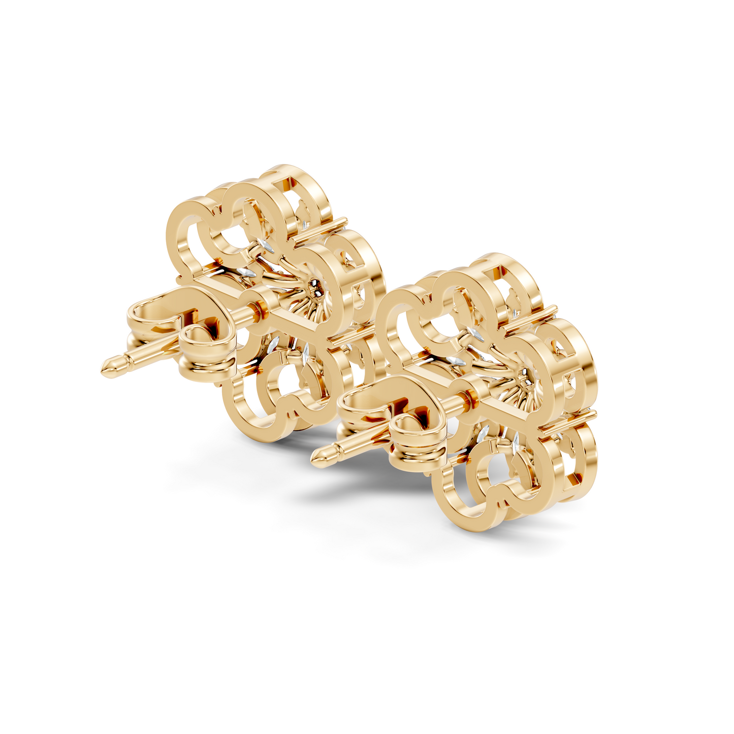 10k Solid White Gold Marquise & Round Cut Lab Grown & Natural Diamond Earrings For Women