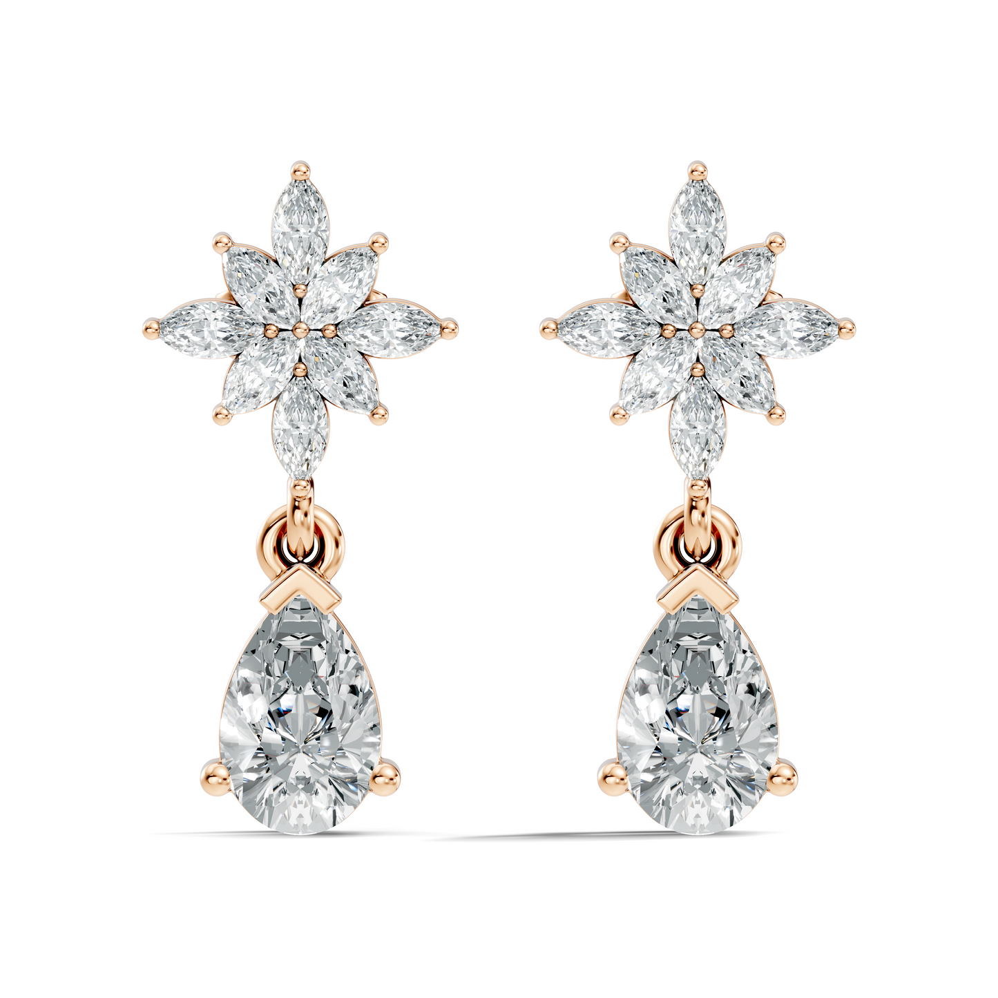 1.35 CT Pear Or Marquise Cut Diamond Tear Drop Earring Vintage Inspired Stud Earrings For Her