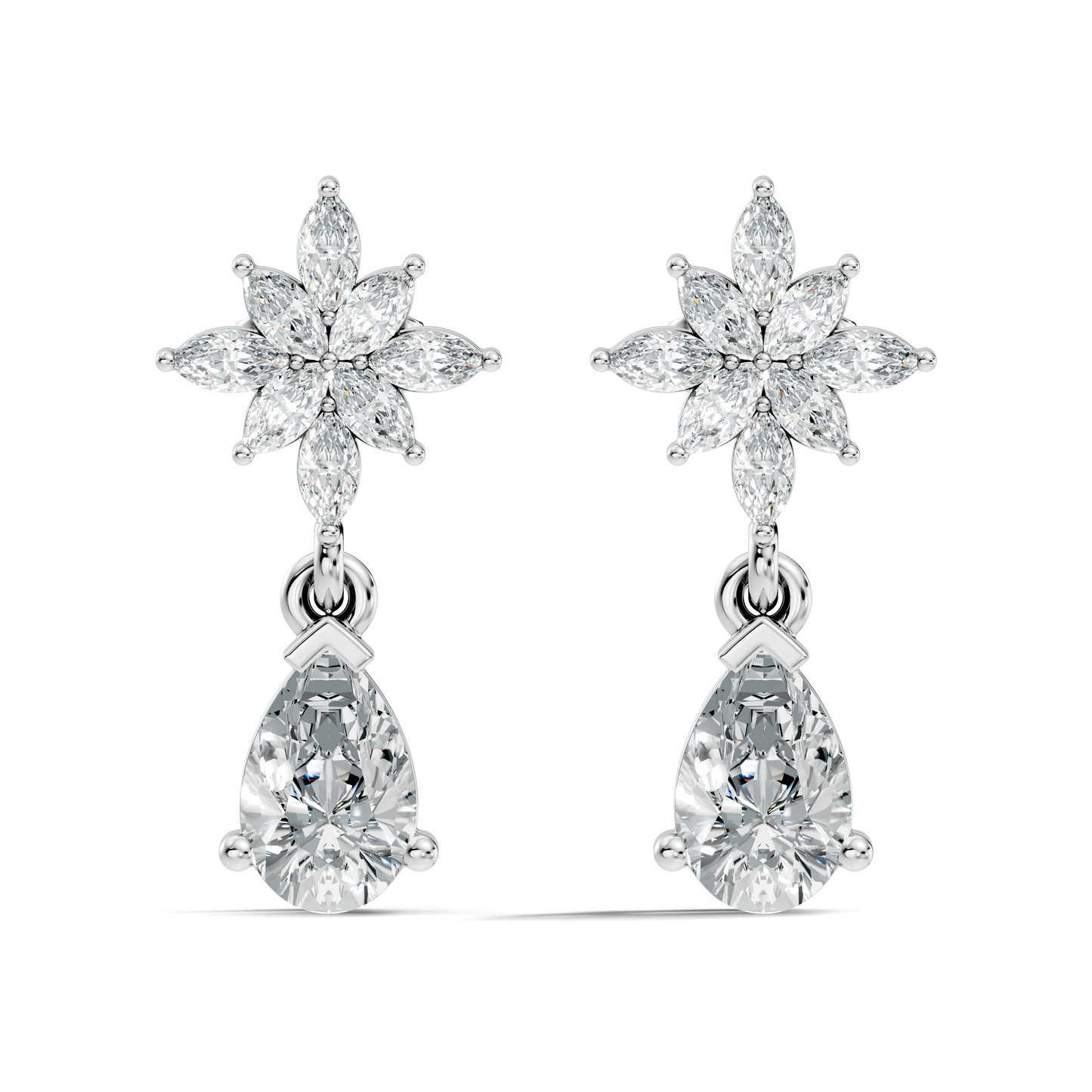 1.35 CT Pear Or Marquise Cut Diamond Tear Drop Earring Vintage Inspired Stud Earrings For Her
