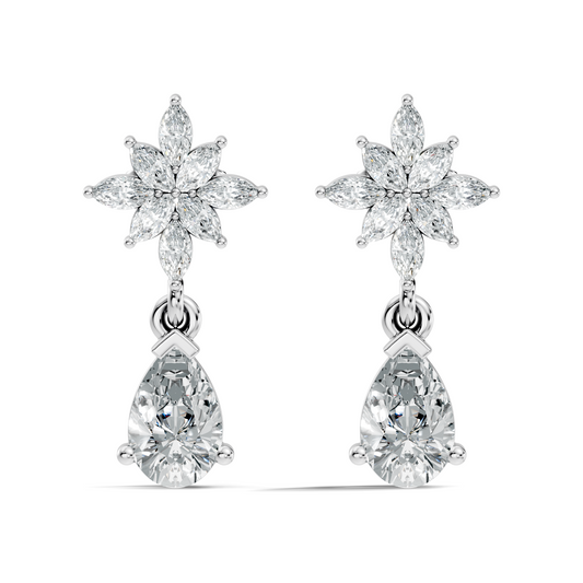 1.35 CT Pear Or Marquise Cut Diamond Tear Drop Earring Vintage Inspired Stud Earrings For Her