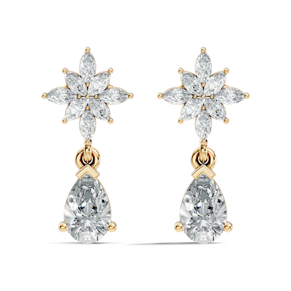 1.35 CT Pear Or Marquise Cut Diamond Tear Drop Earring Vintage Inspired Stud Earrings For Her