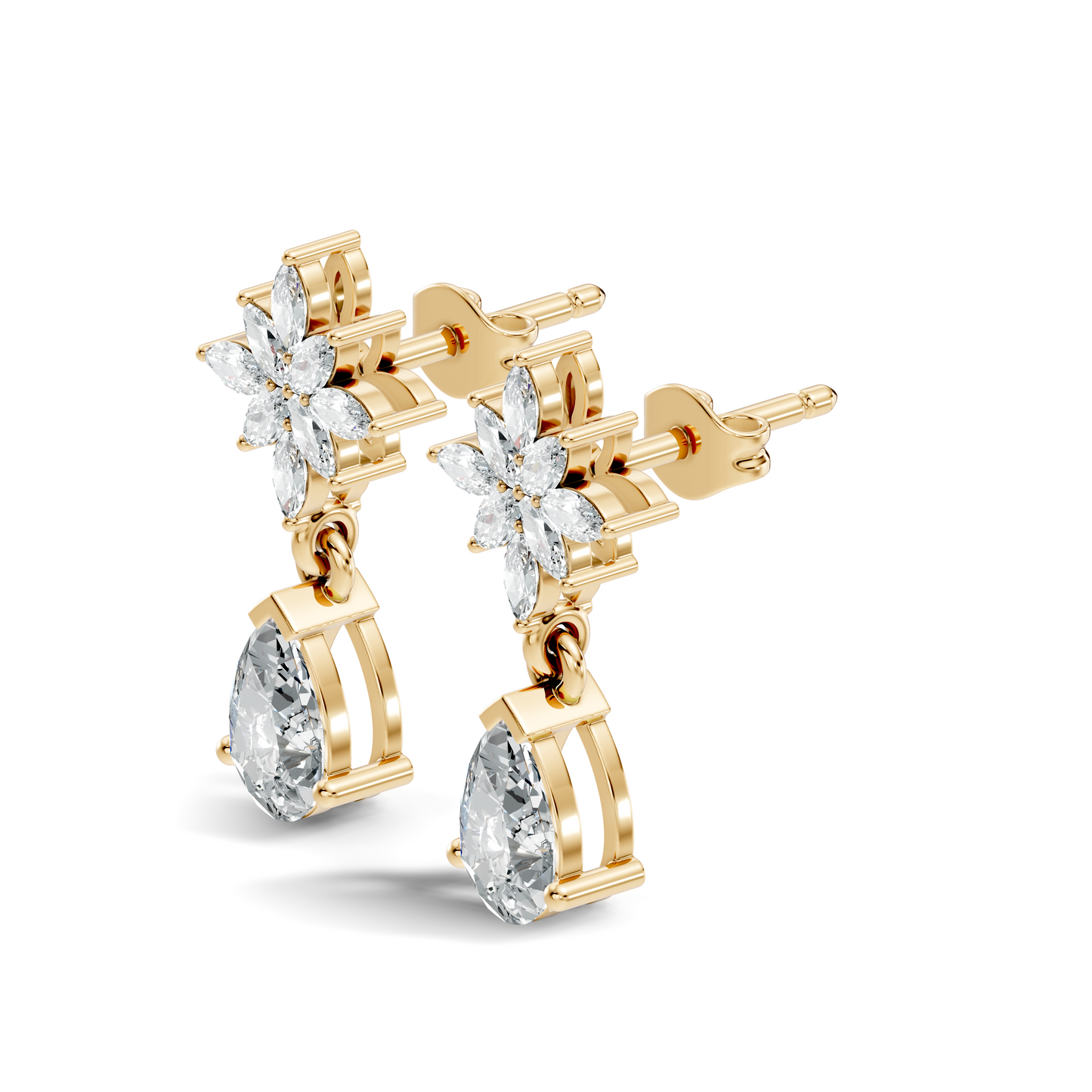 1.35 CT Pear Or Marquise Cut Diamond Tear Drop Earring Vintage Inspired Stud Earrings For Her