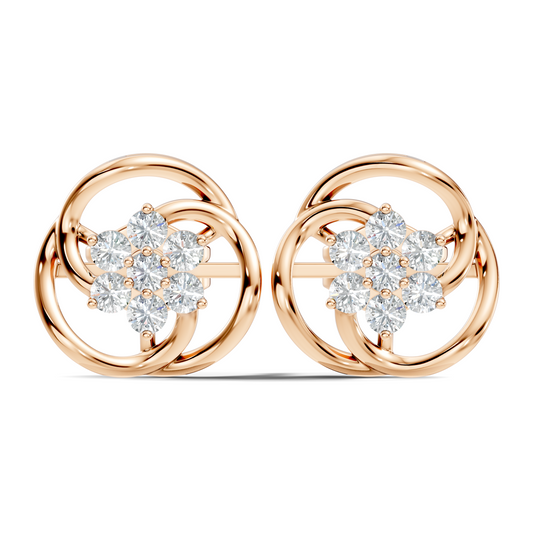 Round Shape Lab Gown & Natural Diamond Affordable Stunning Sparkling Diamond Earrings For Anniversary Gift