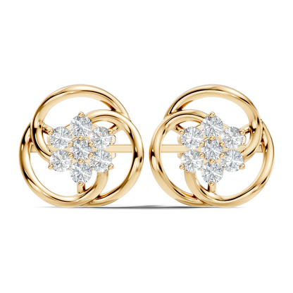 Round Shape Lab Gown & Natural Diamond Affordable Stunning Sparkling Diamond Earrings For Anniversary Gift