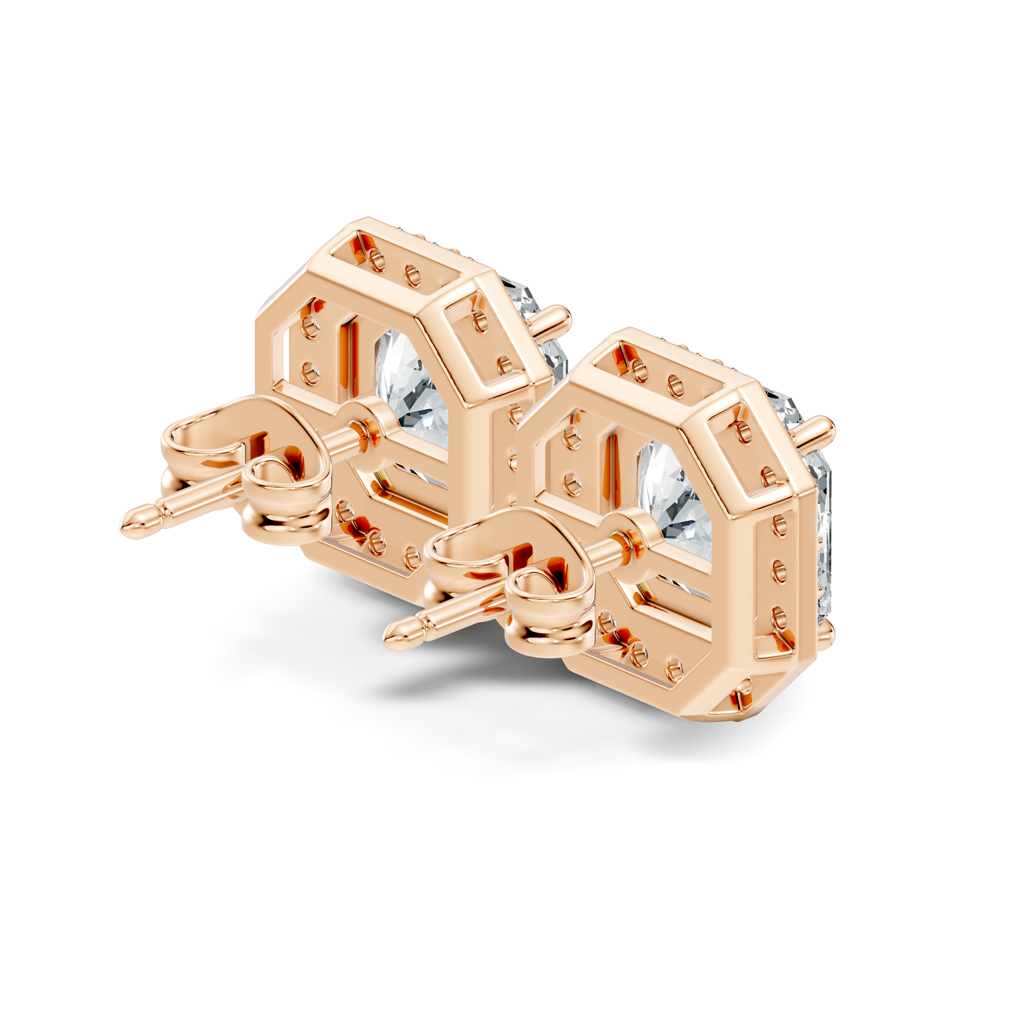 Radiant Square & Round Shape 4.02 Ct Lab Grown Diamond 14k Solid Gold Stunning New Classic Studs Diamond Earrings For Her Gift