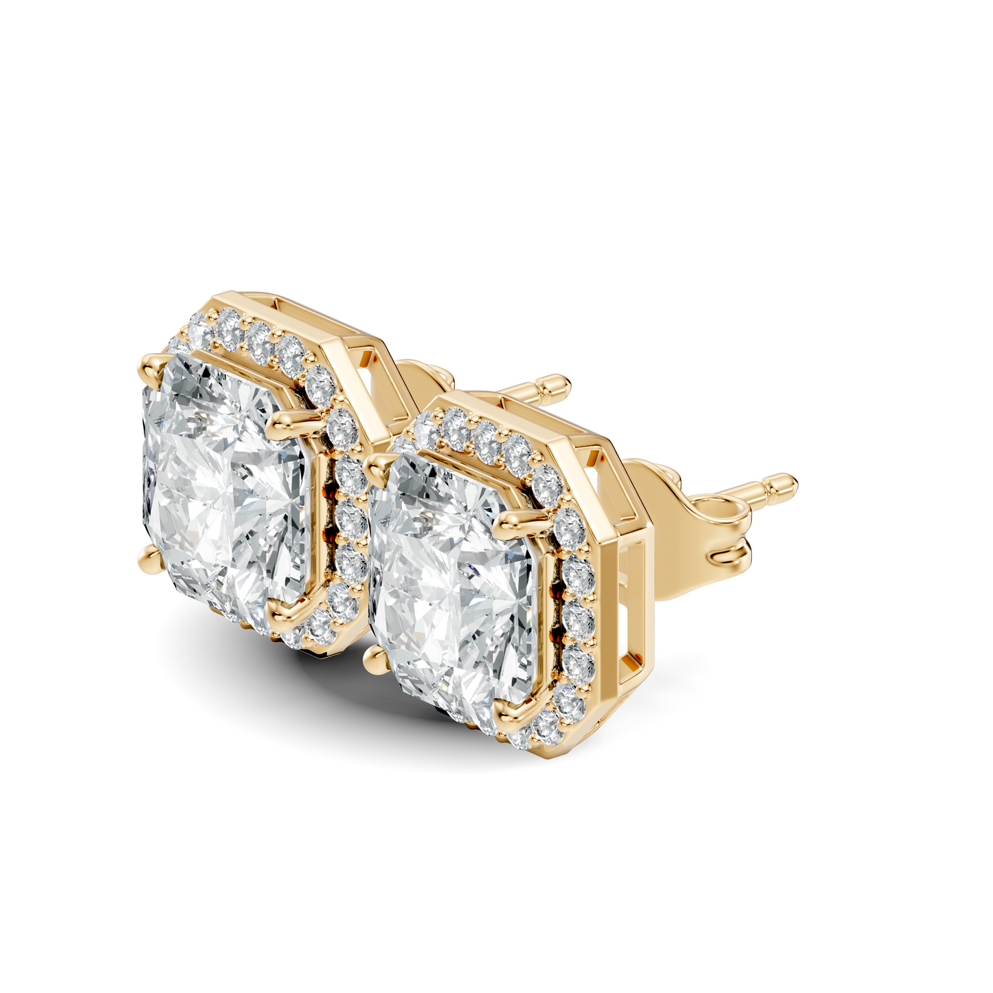 Radiant Square & Round Shape 4.02 Ct Lab Grown Diamond 14k Solid Gold Stunning New Classic Studs Diamond Earrings For Her Gift