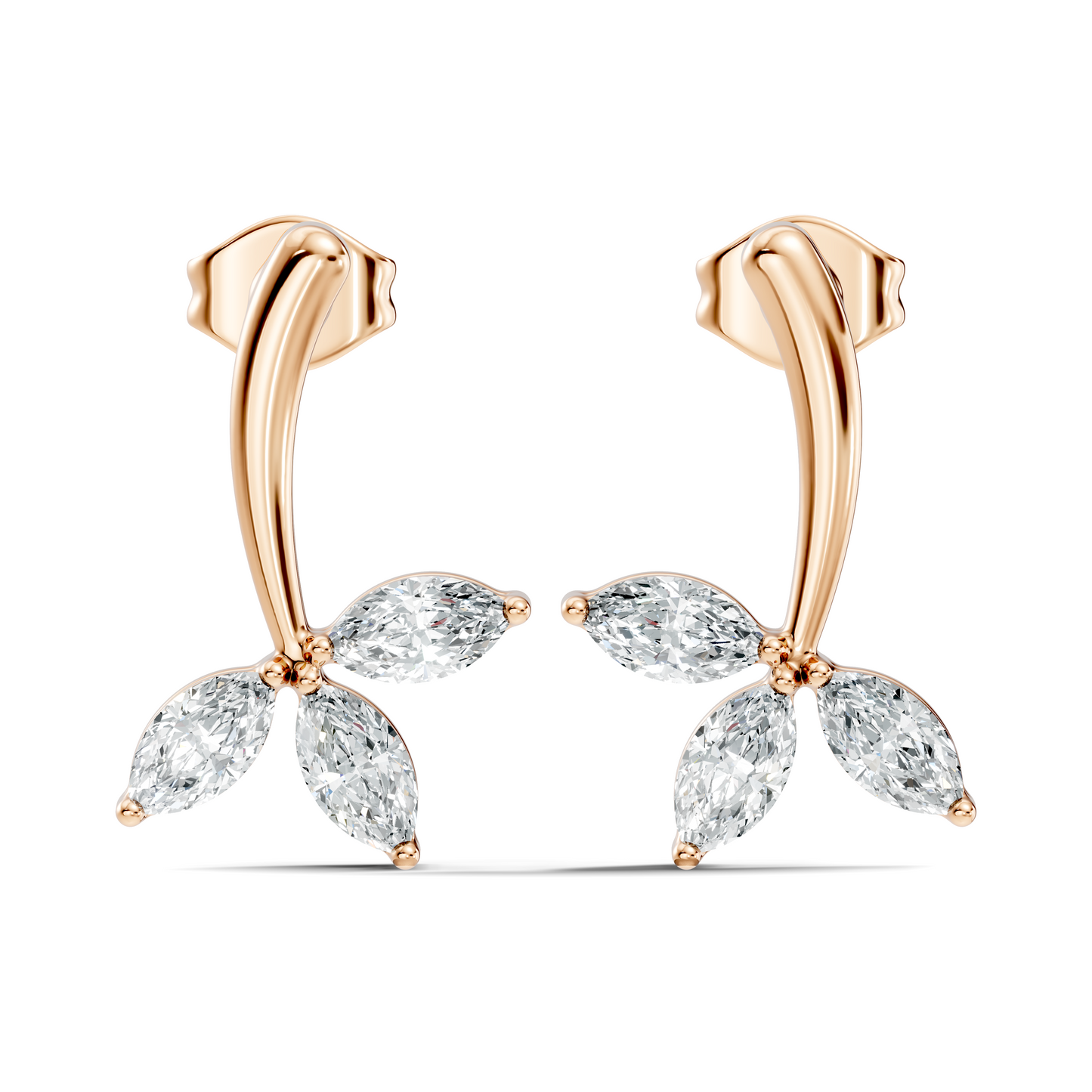 14k Solid rose Gold Marquise Shape Lab Grown Diamond New Style Dazzling Elegance Diamond Earrings For Her