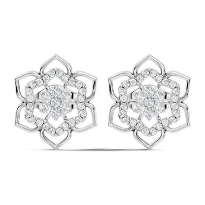 18k Solid Gold Natural & Lab Grown Round Shape Diamond New Classic Elegance Diamond Earrings For Women