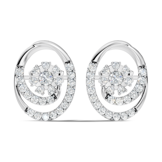 Round Shape Lab Grown- Natural Diamond New Style Elegance Vintage Diamond 14k Solid Gold Earrings For  Daily Wear