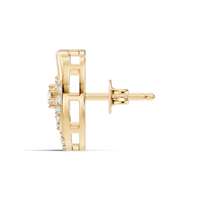 Round Shape Lab Grown- Natural Diamond New Style Elegance Vintage Diamond 14k Solid Gold Earrings For  Daily Wear