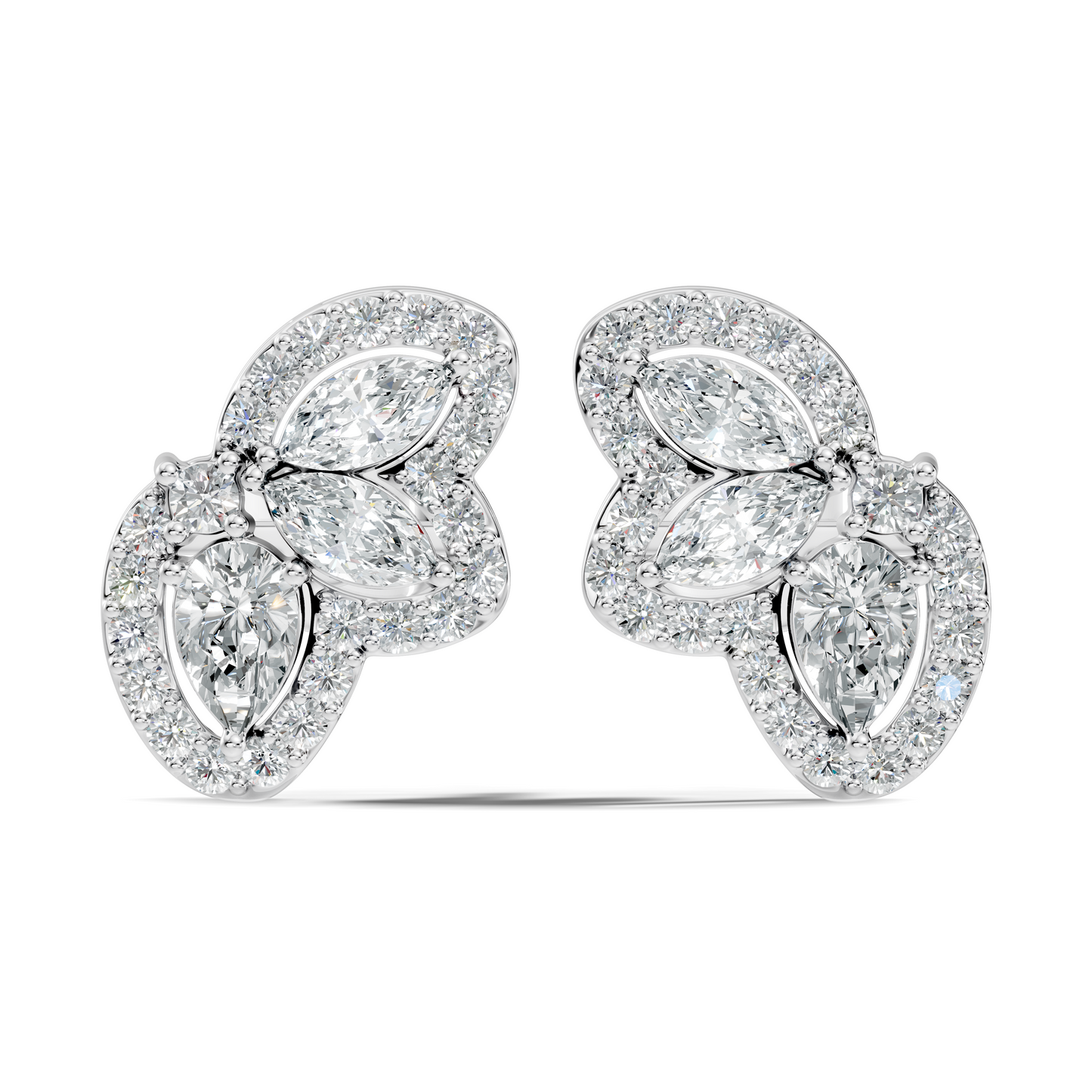 Round, Pear, Marquise Shape 10k Solid White Gold Natural & Lab Grown Diamond Shinning Elegance Earrings Anniversary Gift for Women