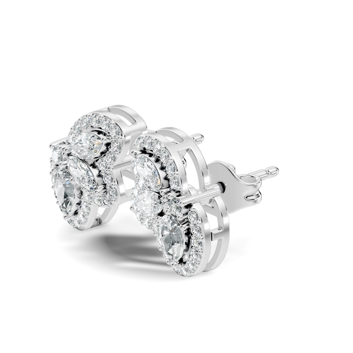 Round, Pear, Marquise Shape 10k Solid White Gold Natural & Lab Grown Diamond Shinning Elegance Earrings Anniversary Gift for Women