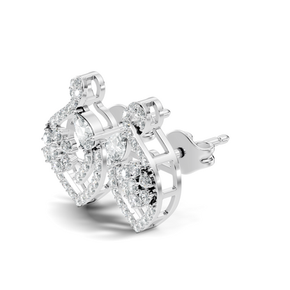 Pear & Round Shape 14k Solid Gold  Lab Grown- Natural Diamond Earrings For Daily wear For Women