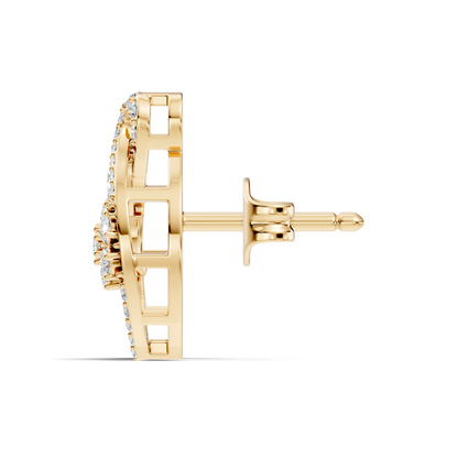 Pear & Round Shape 14k Solid Gold  Lab Grown- Natural Diamond Earrings For Daily wear For Women