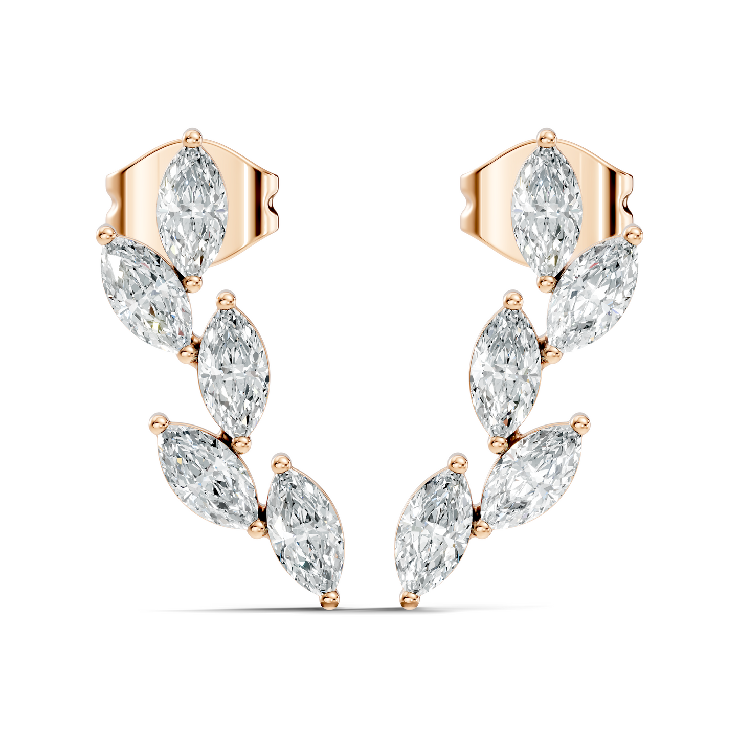 10k Solid Rose Gold Dainty 1.00 carat Marquise Shape Lab grown & Natural Diamond Earrings For Her