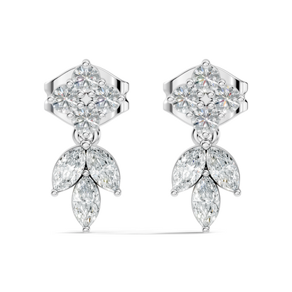 Round & Marquise Shape 14k Solid Rose Gold  Lab Grown-Natural Diamond Elegance Affordable Shinning Earrings For Women Anniversary gift