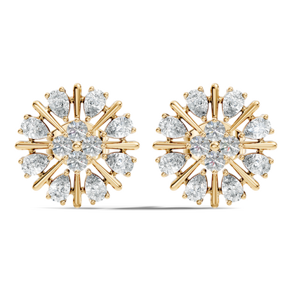 2.32 Ct Sparkling Round Style Round & Pear Shape Natural-Lab Grown Diamond Esthetical Party Wear Diamond Earrings For Women